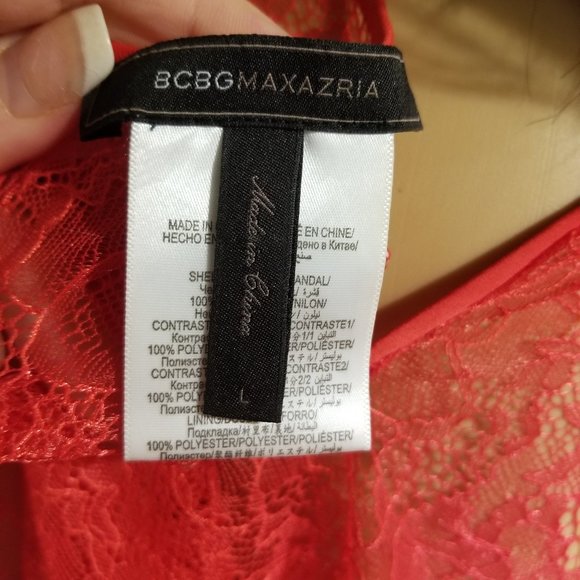 BCBG MaxAzria red lace blouse size L - Picture 2 of 10